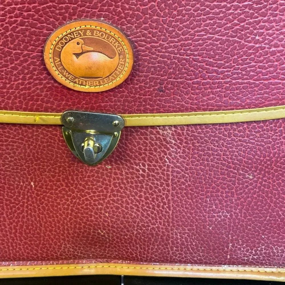 Vintage Dooney & Bourke AWL Burgundy Leather Briefcase Attache Bag 15”